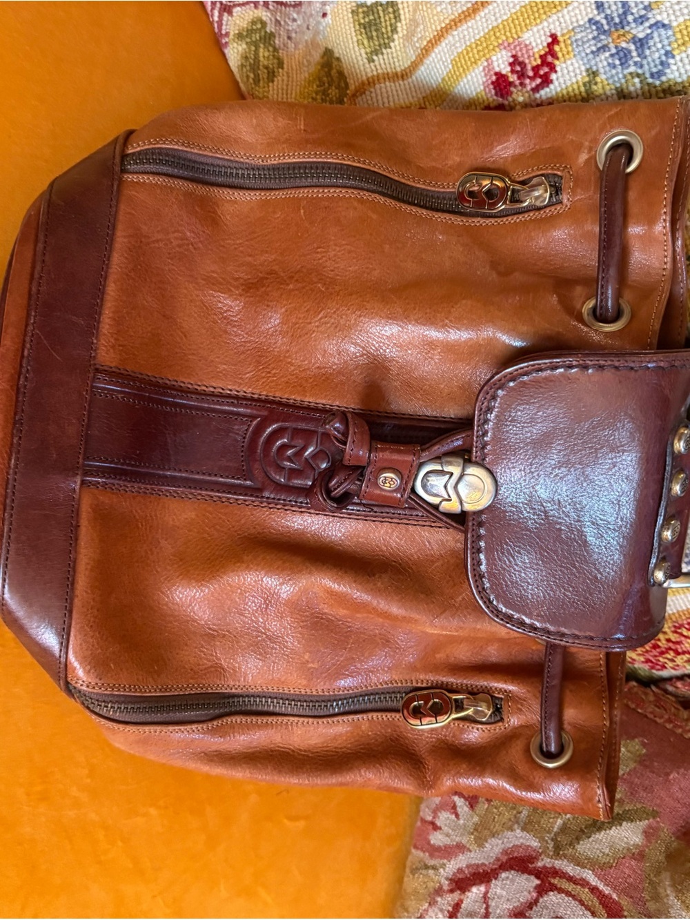 Marino Orlando Italian leather vintage sling backpack